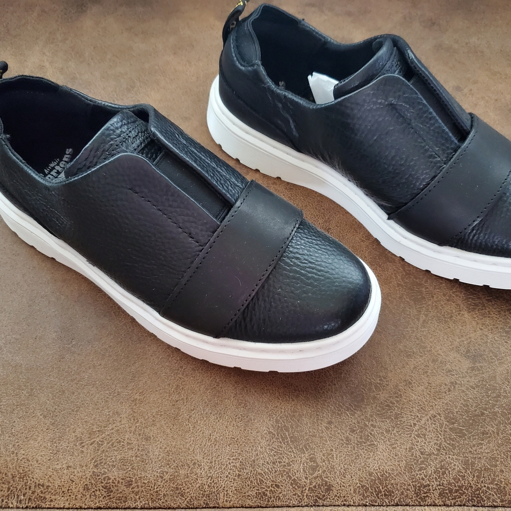 Dr. Martens Black Slip-On Sneakers with White Platform Sole